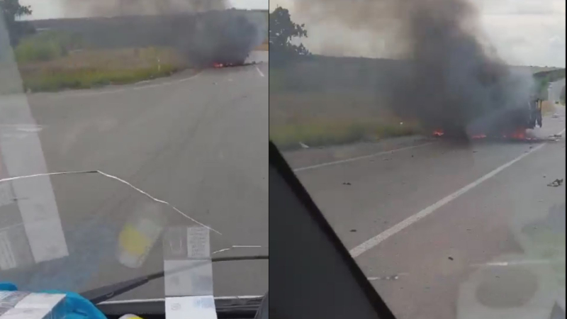 En el puesto de control de Vasilyevka, un automóvil civil explotó en una mina de ocupantes: video de la spot