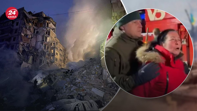 Maldita sea: la gente está llorando en un edificio alto roto en Dnipro