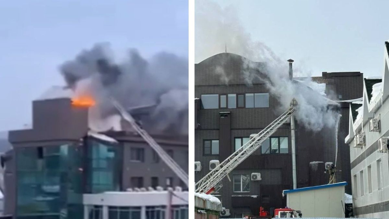 Se escuchan fuertes explosiones, el edificio se derrumba: un centro de negocios se incendió en Yuzhno-Sakhalinsk