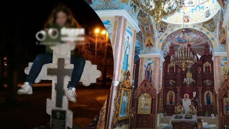 En la región de Dnepropetrovsk, una niña se subió a una cruz cerca de una iglesia por el bien de la exageración 