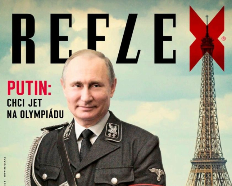 Con uniforme nazi y con una esvástica: la revista checa Reflex mostró el verdadero rostro de Putin