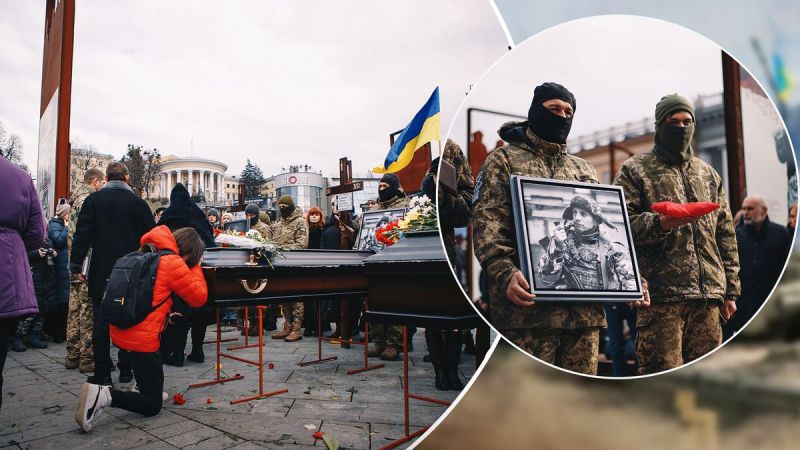 En Kiev se despidieron de los militares fallecidos en el territorio de la región de Briansk: tocando material de archivo