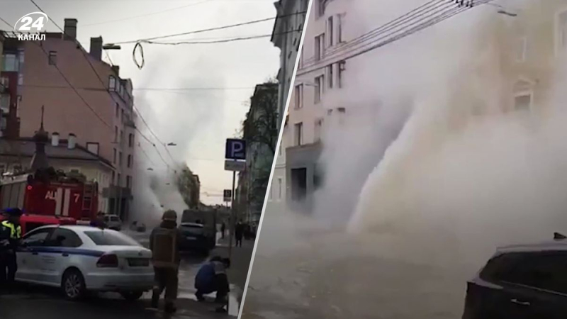 En San Petersburgo, una enorme columna de agua hirviendo late bajo el asfalto: caliente video