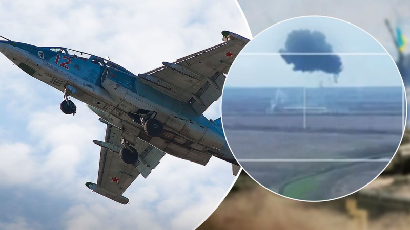Las Fuerzas Armadas de Ucrania destruyeron un Su-25 enemigo sobre Marinka: los últimos segundos del avión de ataque vuelo
