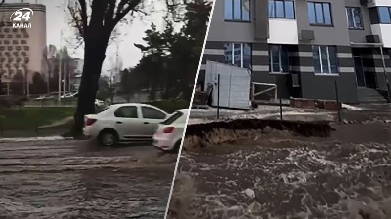 Una tubería revienta en Kiev: avenida inundada, embotellamientos