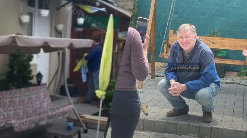 Nuevo escándalo en Odessa: hombre brutal derribó banderas ucranianas