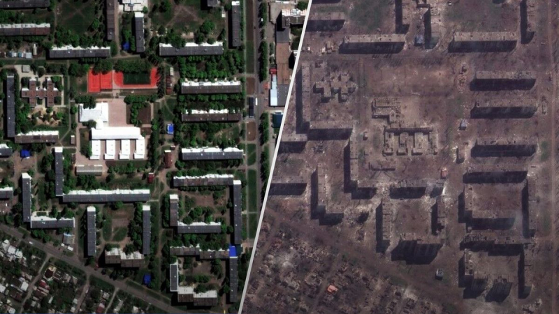 Rusia convirtió la ciudad en ruinas: Maxar mostró imágenes satelitales de Bakhmut con un año de diferencia