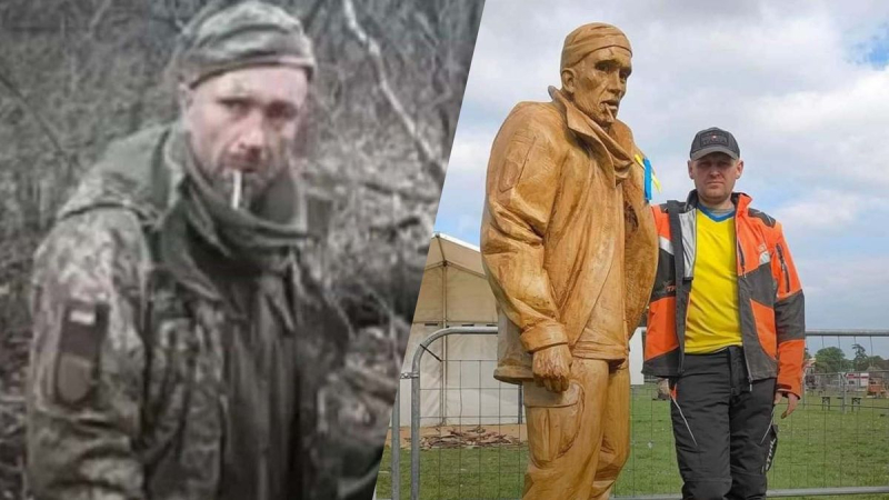 El tallador transcarpático creó una escultura del héroe de Ucrania Alexander Matsievsky