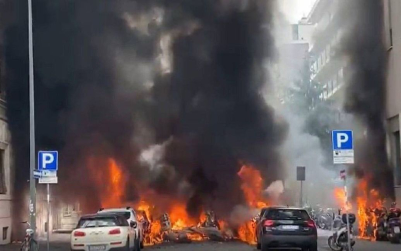 Fuerte explosión y fuego en el centro de Milán — media (foto)