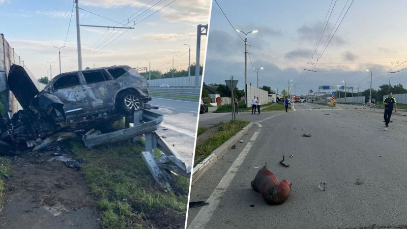 Un automóvil explotó en Crimea en la autopista Evpatoria: fue lanzado de modo que atravesó un hormigón valla