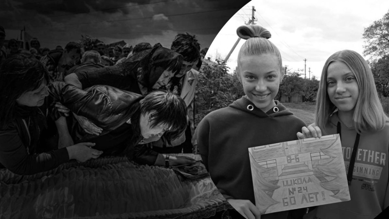 Las gemelas de 14 años Anya y Yulia fueron enterradas en la región de Donetsk, quienes fueron asesinadas por un misil ruso en Kramatorsk