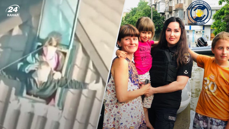Una mujer con niños rescatada de un techo en Oleshki ya está en un lugar seguro: emotivas fotos 