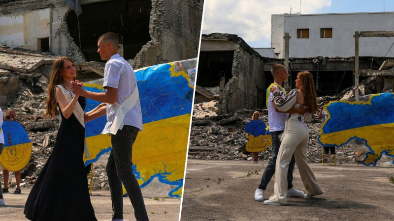 Bailaron sobre las ruinas del edificio: aparecieron imágenes conmovedoras de la última llamada en Dergachi