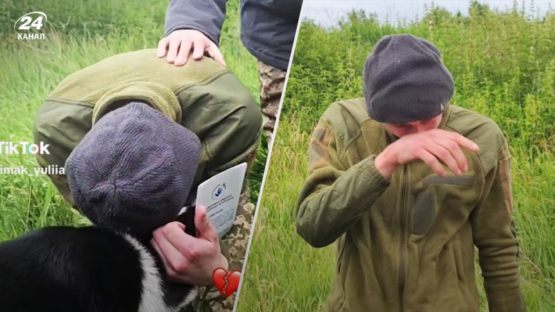 Guerrero ucraniano abraza a un perro al regresar de su cautiverio: conmovedor video