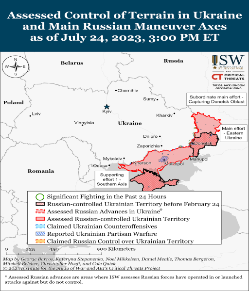 Mapa de hostilidades el 25.07.2023 — situación en el frente