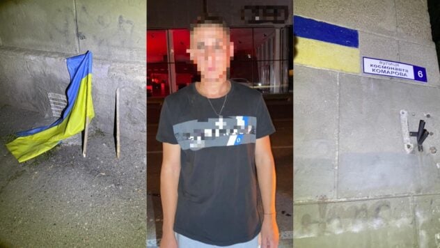 En Odessa, un hombre arrancó la bandera de Ucrania y rompió el asta