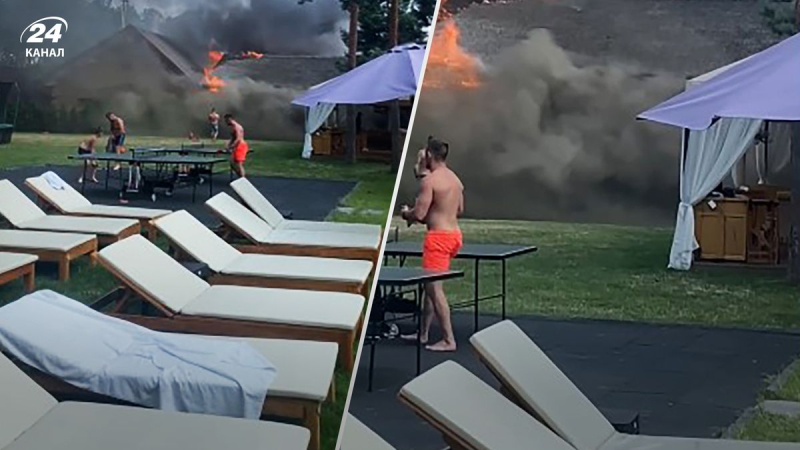 En un restaurante de élite cerca de Kiev: fuego: todo es humo y llamas