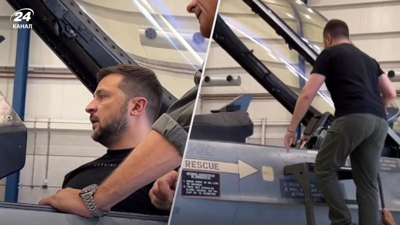 Zelensky visitó la cabina /></p>
<p>Zelensky se sentó en la cabina del F-16/Channel 24 collage</p>
<p _ngcontent-sc144 class=