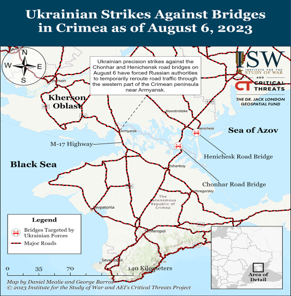 ISW explicó por qué las Fuerzas Armadas atacaron los puentes en Crimea