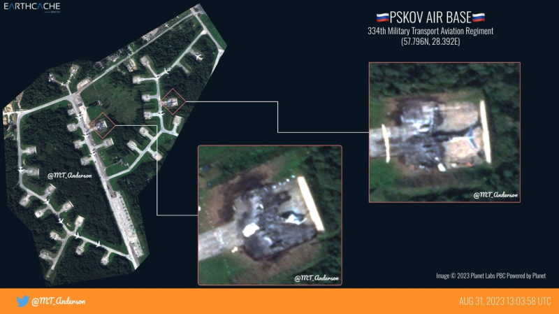 Aviones destruidos claramente visibles: nuevas imágenes satelitales después del ataque al aeródromo de Pskov