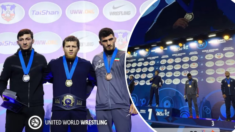 Un luchador ucraniano ganó una medalla de la Copa del Mundo y se negó a ser fotografiado con atletas de Rusia e Irán
