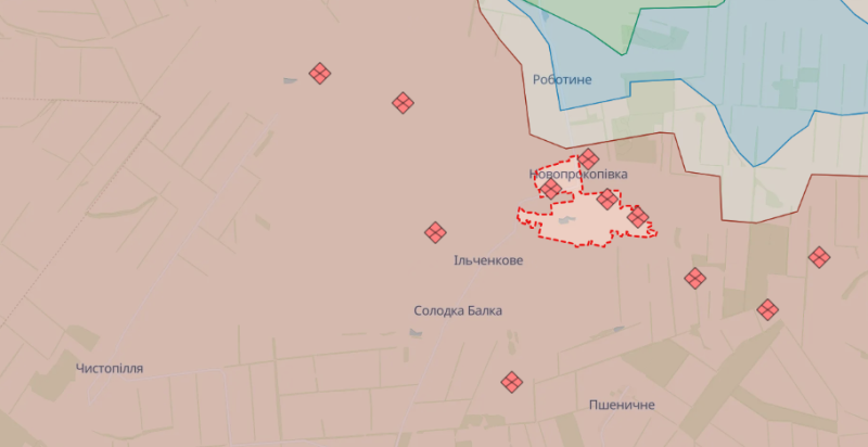 En la zona de Novoprokopovka, las Fuerzas Armadas de Ucrania está fijada en las líneas logradas