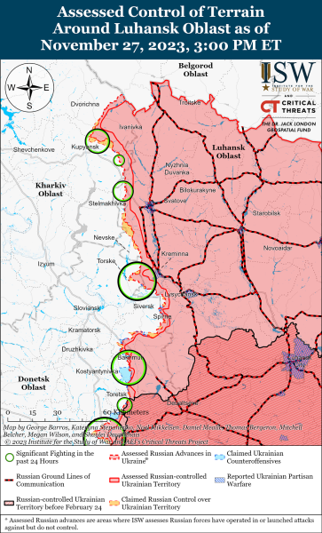 Mapa de operaciones militares al 28 de noviembre de 2023: situación en el frente