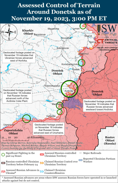 Mapa de operaciones militares al 20 de noviembre de 2023: situación en el frente