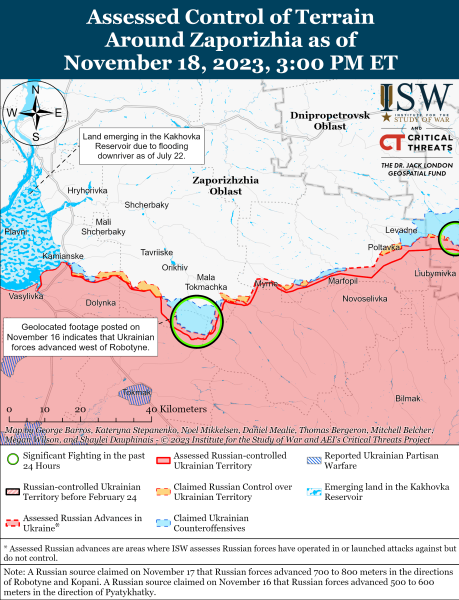 Mapa de operaciones militares para el 19 de noviembre de 2023 – ndash; situación en el frente