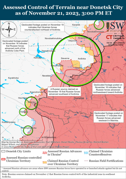 Mapa de operaciones militares al 22 de noviembre de 2023: situación en el frente