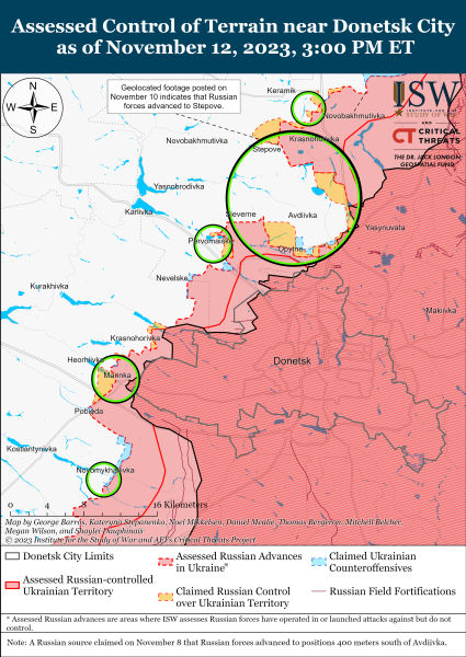 Mapa de operaciones militares al 13 de noviembre de 2023 & ndash ; situación en el frente