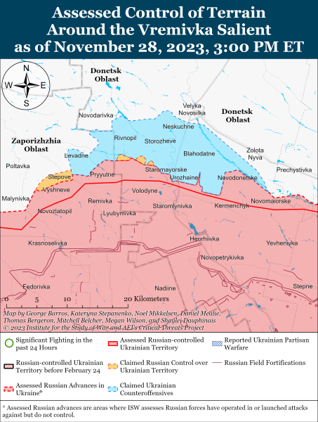 Mapa de operaciones militares al 29 de noviembre de 2023: situación en el frente