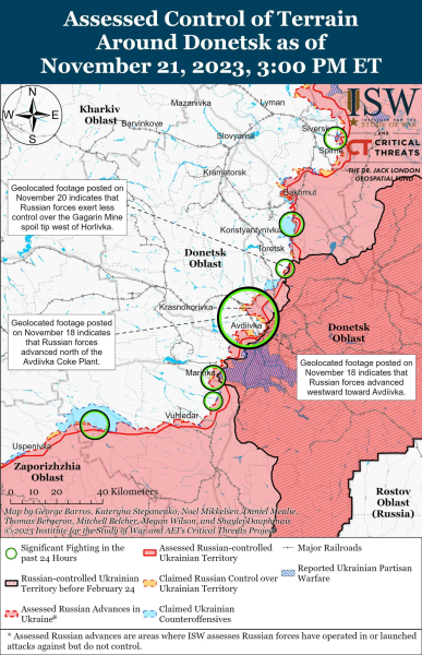 Mapa de operaciones militares al 22 de noviembre de 2023: situación en el frente