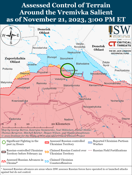 Mapa de operaciones militares al 22 de noviembre de 2023: situación en el frente