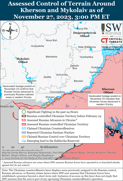 Mapa de operaciones militares al 28 de noviembre de 2023: situación en el frente