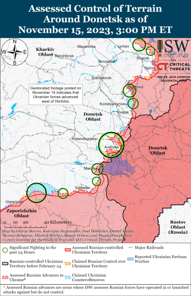Mapa de operaciones militares a partir de 16 de noviembre de 2023: situación en el frente