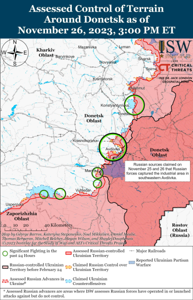 Mapa de operaciones militares al 27 de noviembre de 2023: situación en el frente