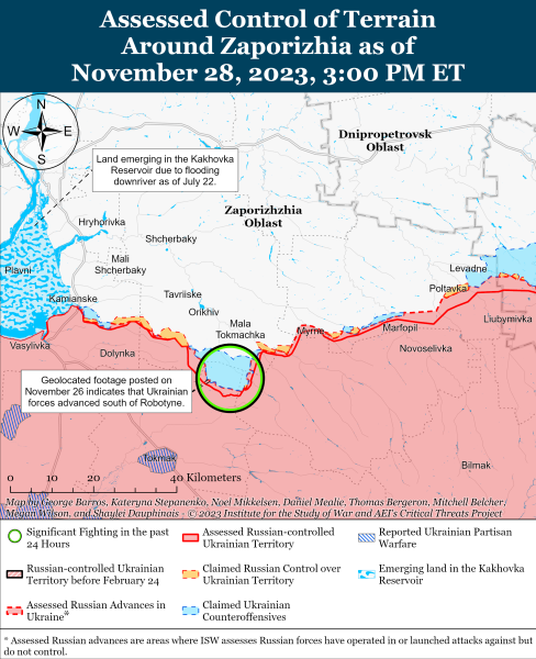 Mapa de operaciones militares al 29 de noviembre de 2023 — situación en el frente