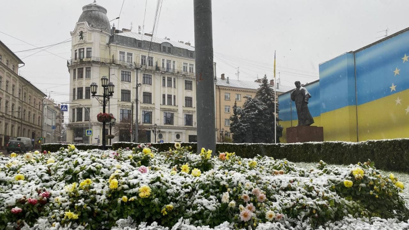 El oeste de Ucrania estaba cubierto de nieve: en algunas zonas equipos especiales salieron a las calles
