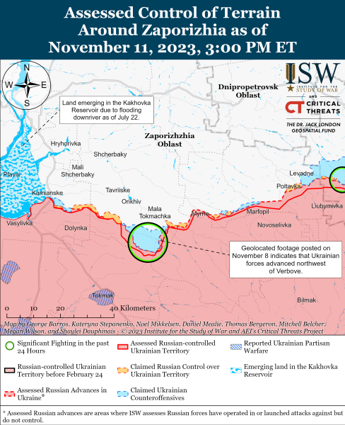 Mapa de operaciones de combate al 12 de noviembre de 2023: situación en el frente