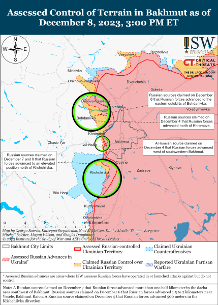 Mapa de operaciones militares el 9 de diciembre de 2023 & ndash ; situación en el frente