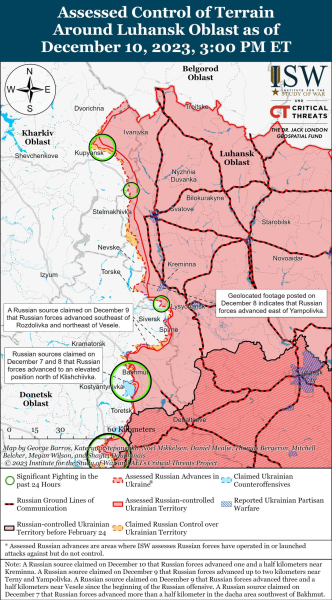 Mapa de operaciones militares al 11 de diciembre de 2023: situación en el frente