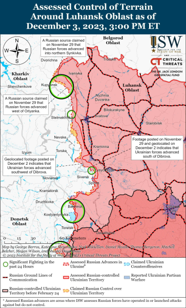 Mapa de operaciones militares para el 4 de diciembre de 2023: situación en el frente 