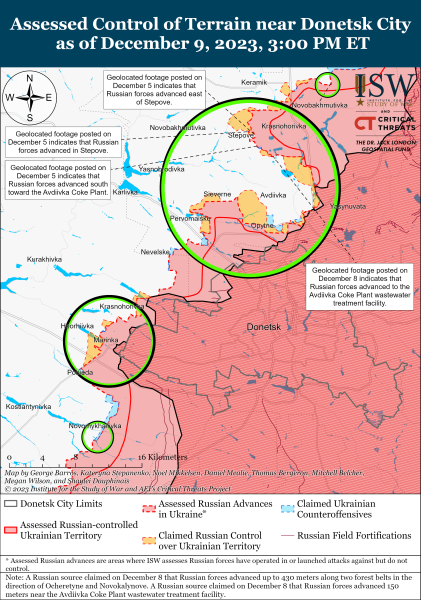 Mapa de operaciones militares a partir de 10 de diciembre de 2023: situación en el frente