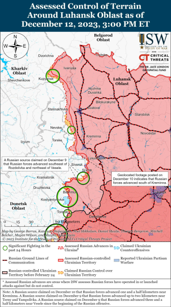 Mapa de operaciones militares al 13 de diciembre de 2023: situación en el frente