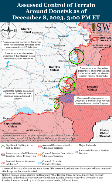 Mapa de operaciones militares para el 9 de diciembre de 2023: situación en el frente