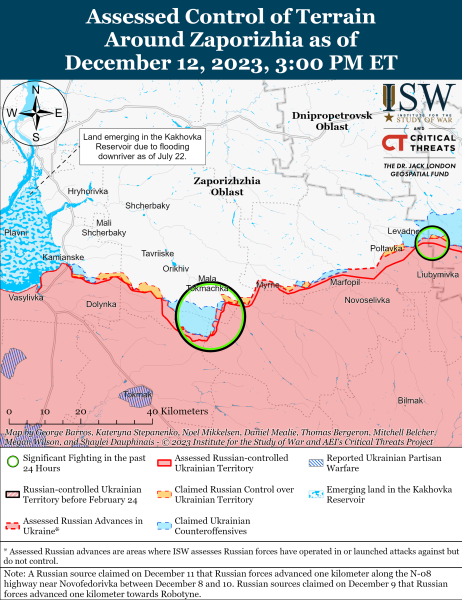 Mapa de operaciones militares para el 13 de diciembre de 2023 & mdash ; situación en el frente