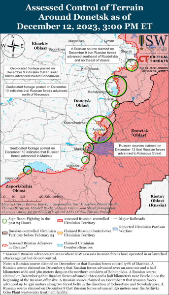 Mapa de operaciones militares al 13 de diciembre de 2023: situación en el frente