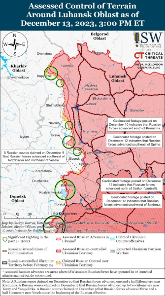Mapa de operaciones militares al 14 de diciembre de 2023: situación en el frente