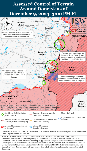 Mapa de operaciones militares al 10 de diciembre de 2023: situación en el frente